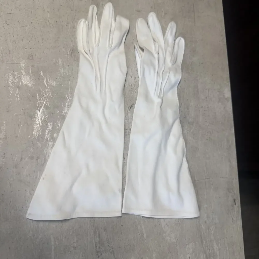Shalimar Vintage Opera Gloves Sz 6 1/2 Off Soft White Woven Nylon Formal Special